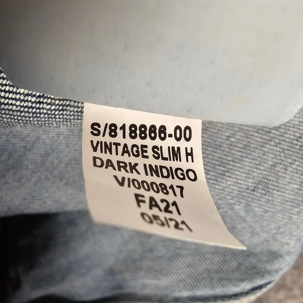 Gap Vintage Slim High Rise Jeans Dark Indigo Raw Hem 28/6R